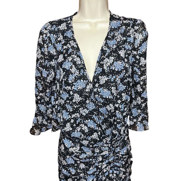 Veronica Beard Sean SILK Ruched Wrap Mini Dress NWT Size 0 - Picture 8 of 13